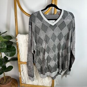 Mens Tommy Bahama Grey Argyle V Neck Sweater sz XXL